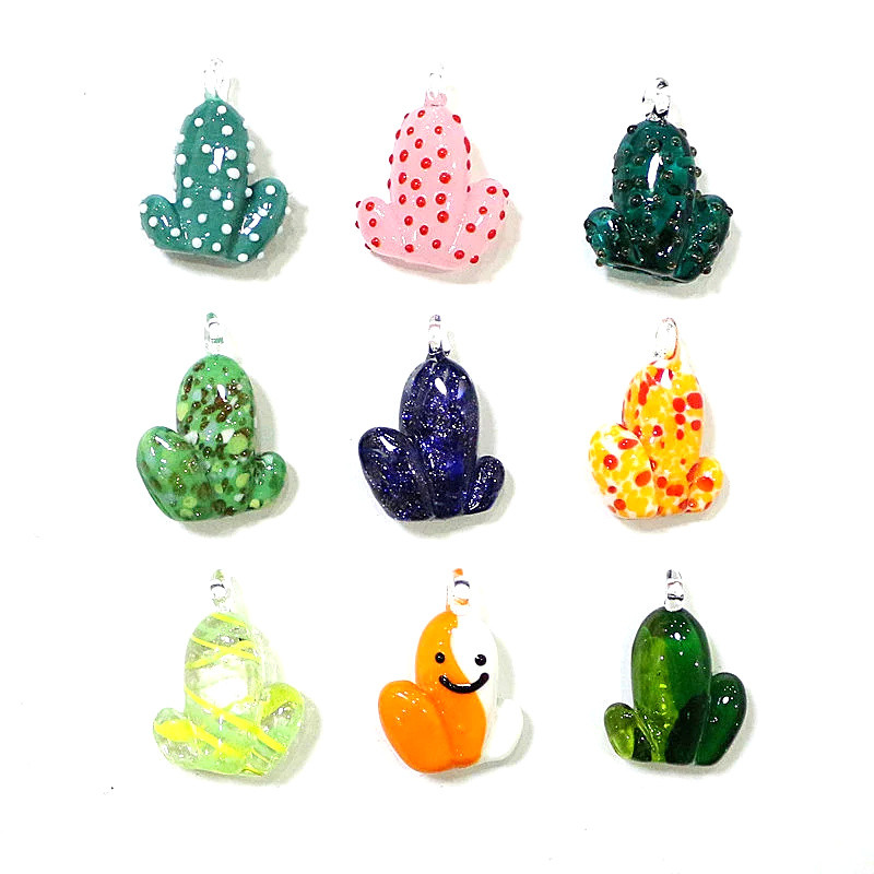

Mini Glass Cactus Charm Cute Cactus Pendant Ornament for Diy Jewelry Making Accessories or Outdoor Garden Hanging Decor Supplies