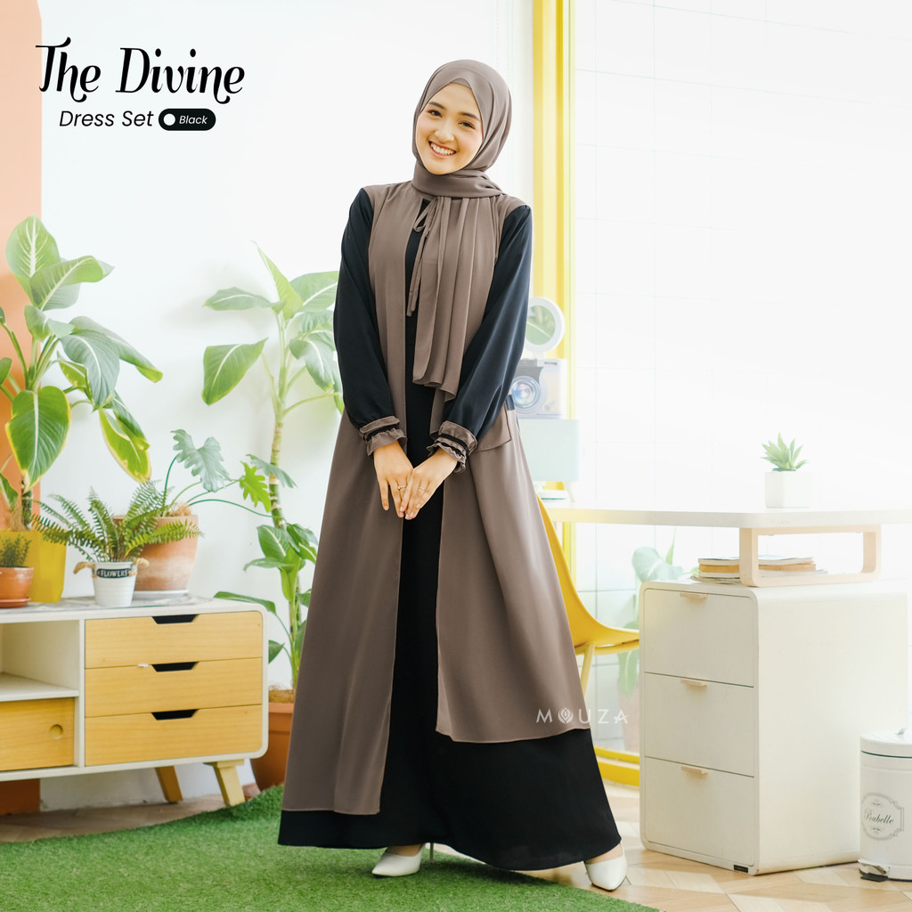 Mouza - Sarimbit The Divine Dress Set Baju Gamis Setelan + Pashmina