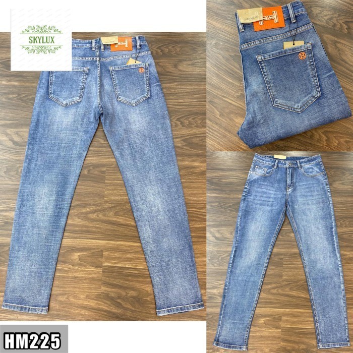 CELANA JEANS BRANDED PRIA CASUAL / CELANA PANJANG JEANS BRANDED MIRROR  BIRU POLOS AUTHENTIC