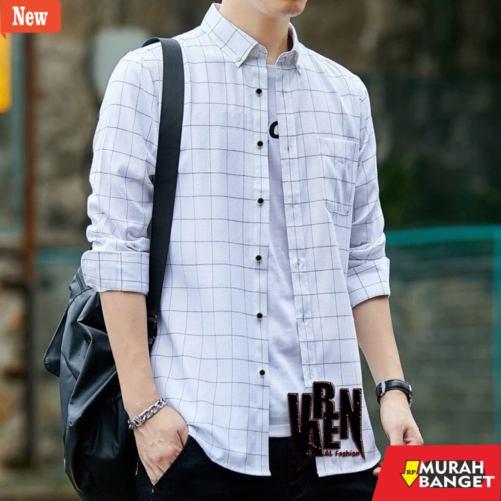 kemeja kotak kotak cowok Kemeja Pria / Baju Pria / Kemeja Flanel Kotak-Kotak / Kemeja Pria Lengan Pa