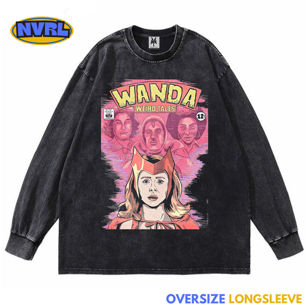 Kaos oversize longsleeve marvel wanda vision washed washing vintage tee