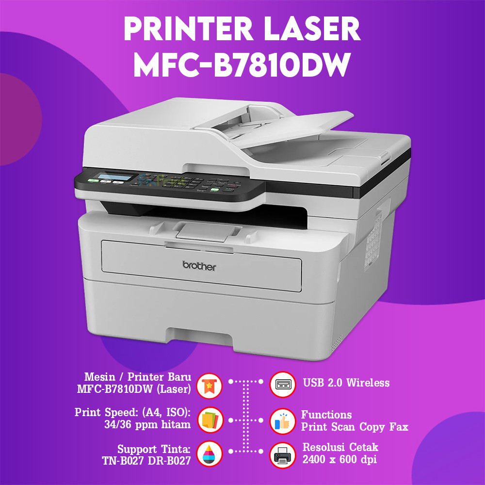 FixPrint Printer Brother Monochrome MFCB7810DW A4 Laser MFCB7810dw AIO Duplex Wifi PrintScanCopy Fax