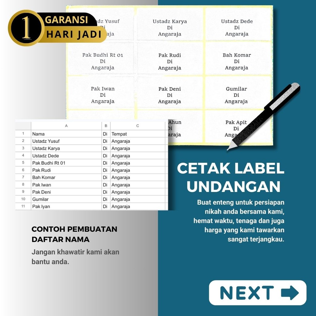 

Cetak Label Nama Undangan 103 / Proses Cepat / Self Adhesive Label