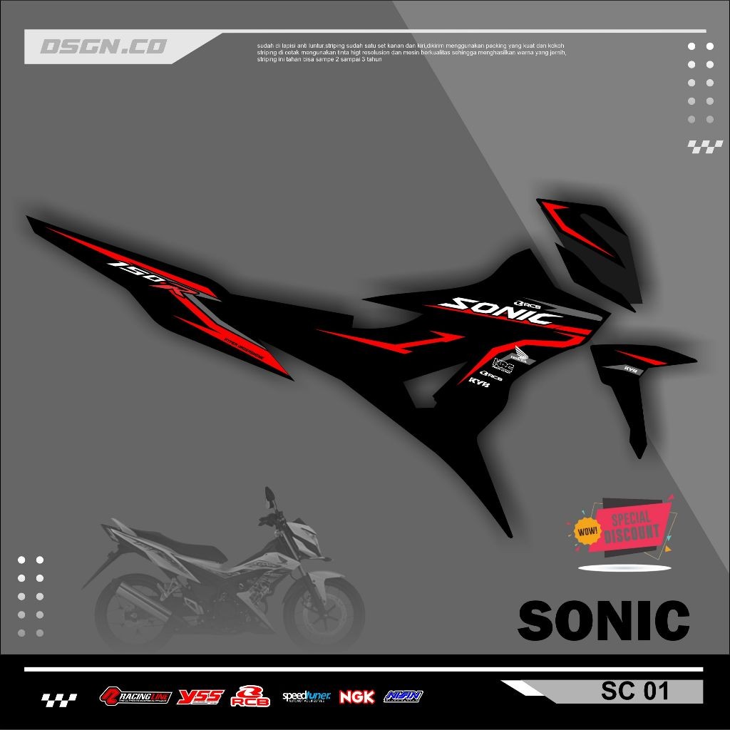 Striping Variasi Honda Sonic 150R / Sticker Honda Sonic variasi motif simple keren kode 01