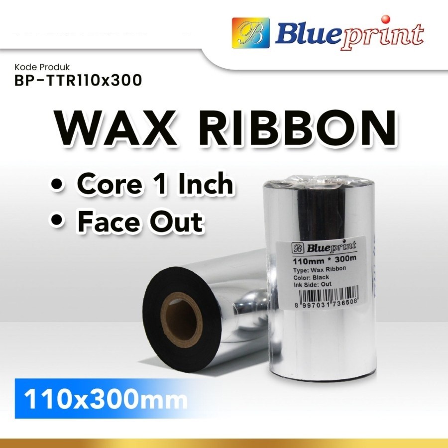 

Ribbon Wax Barcode Label 110x300m BLUEPRINT Thermal Transfer Ribbon