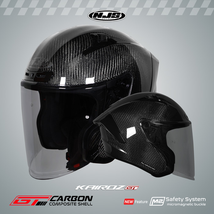 NJS Kairoz GT Carbon Twill Gloss/Doff - Helm Half Face (FREE PINLOCK) - Helm Half Face | Kairoz GT |
