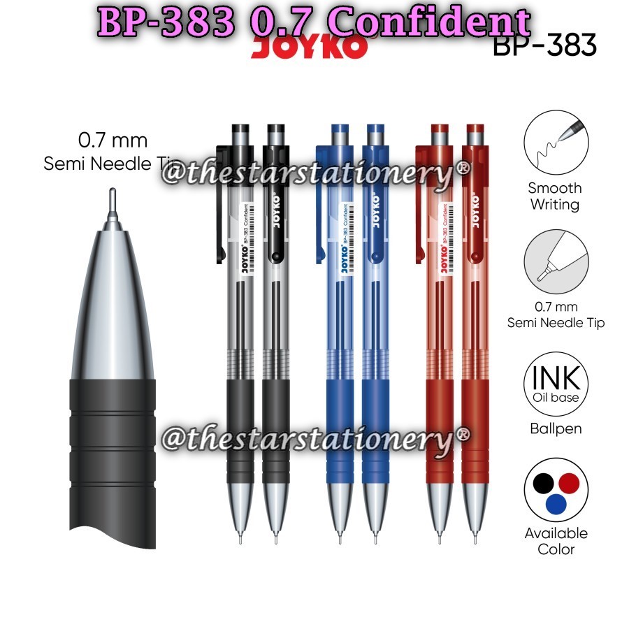 

(1 Biji) Bolpen Joyko BP-383 Confident 0.7 mm Ball Pen / Pulpen Pena Joyko BP 383 (1 Biji)