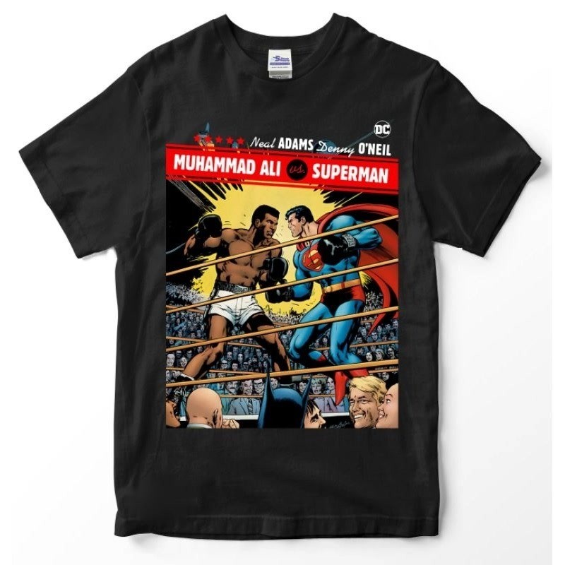 KAOS TSHIRT MUHAMMAD ALI VS SUPERMAN kaos vintage comic retro starwars