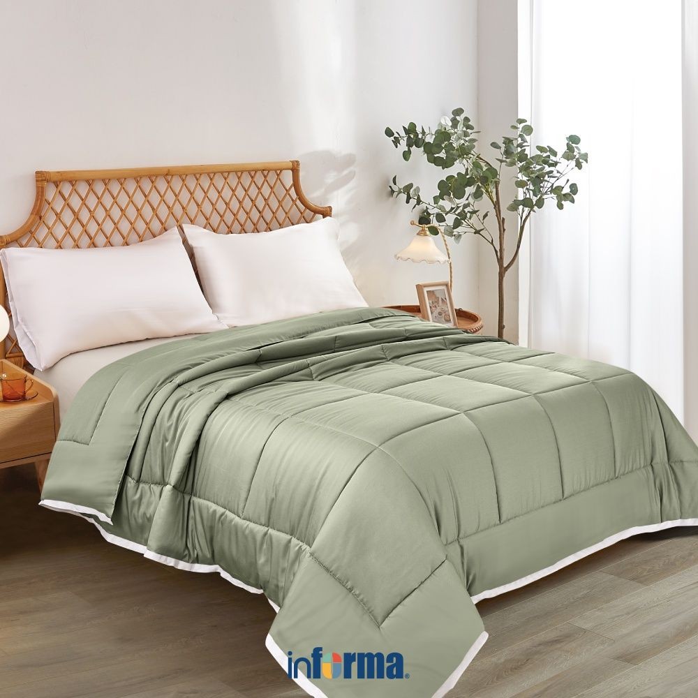 Informa Bed Cover Bambu Hijau Sage King Queen Single 260X230 240X210 160X210 Selimut Tebal Bedcover 
