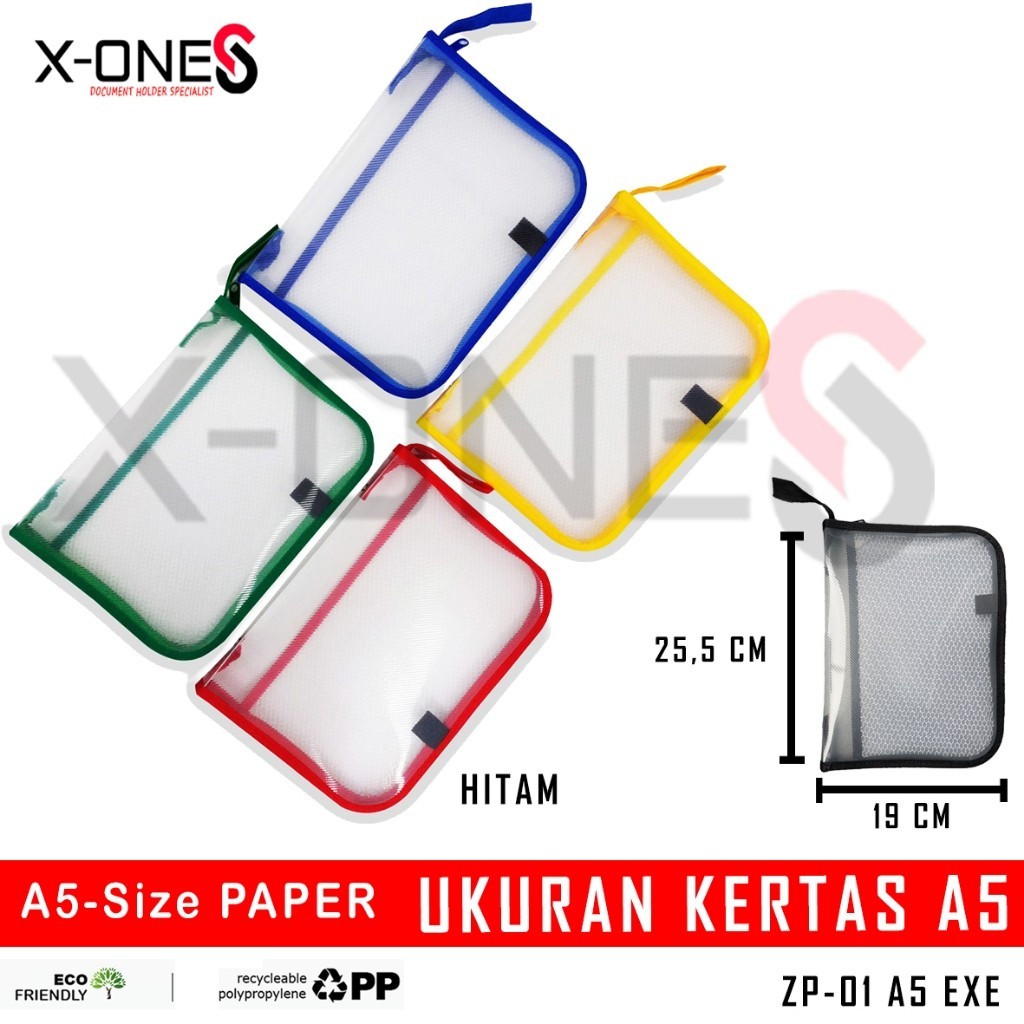 

X-ONE ZIPPER BAG UKURAN A5 (BUKU TULIS) MAP SELETING JALA A5 ZP-01 A5 EXE