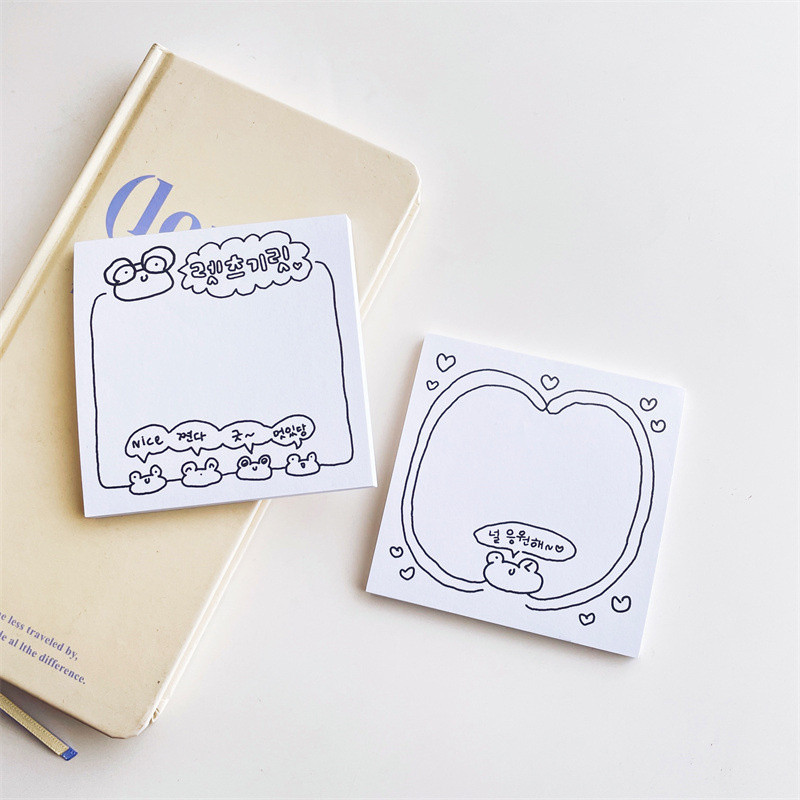 

Cute Cartoon Frog Memo Pad Black White Brief Strokes Kawaii Mini Notepad Message Paper School Stationery 50 Sheets Student