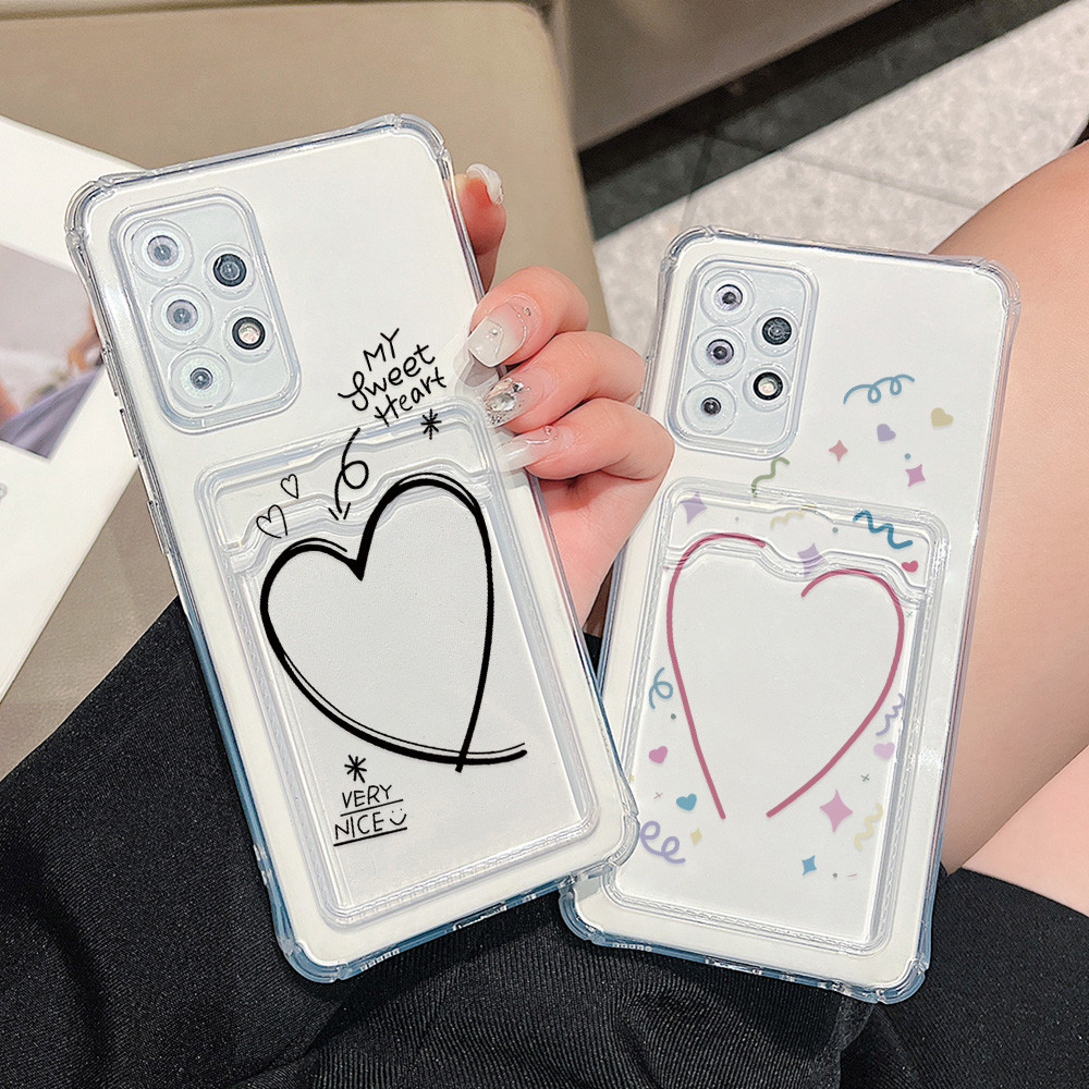 Case Slot Card Holder Transparant Casing Untuk infinix hot 40 pro/smart 8 Pro/infinix note 40 Pro +/