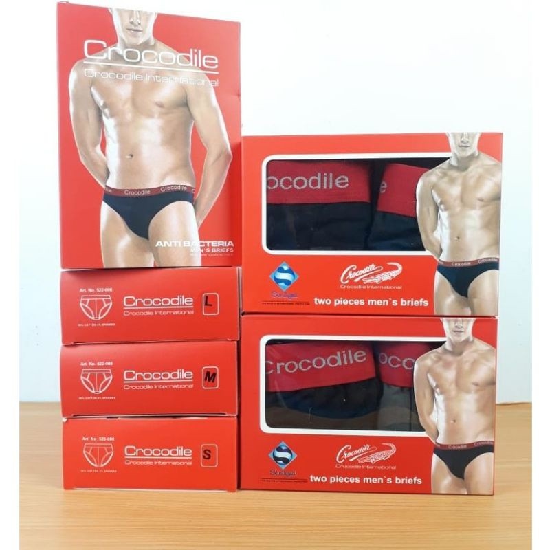 CD PRIA ANTI BACTERIA KARET PINGGANG BOXER  MEREK CROCODILE 521-006 ORIGINAL/ SEMPAK PRIA CROCODILE 