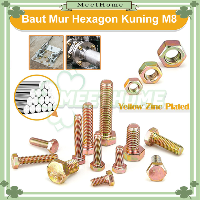 BAUT MUR KUNING KUNCI - BAUT MUR HEXAGON GALVANIS KUNING