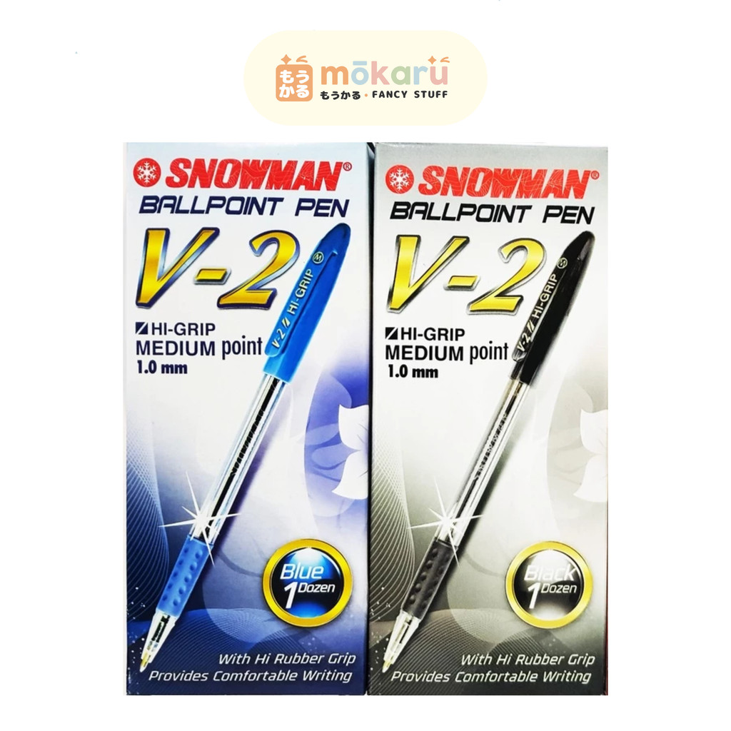 

Snowman Pulpen Pena V2 1.0mm Black & Blue Ballpoint Pena Hitam & Biru Murah Berkualitas