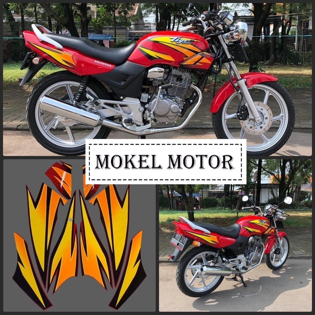 Striping stiker Honda Tiger 2003 2004 2005 merah kuning Fullset