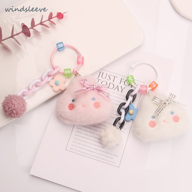Bag Charm Aksesoris Gantungan Kunci Tas Bentuk Boneka Kelinci Plush Doll Pom Pom Pendant Keychain Pa