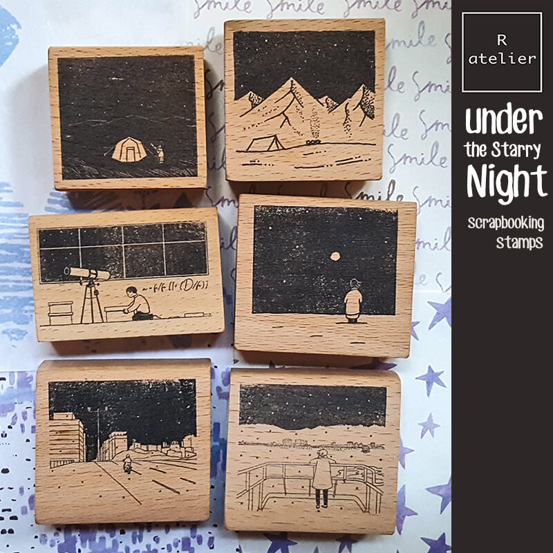 

Stamp Wooden Scrapbooking Caping Night View 7 Types Scrapbook Journaling Wooden Stamps