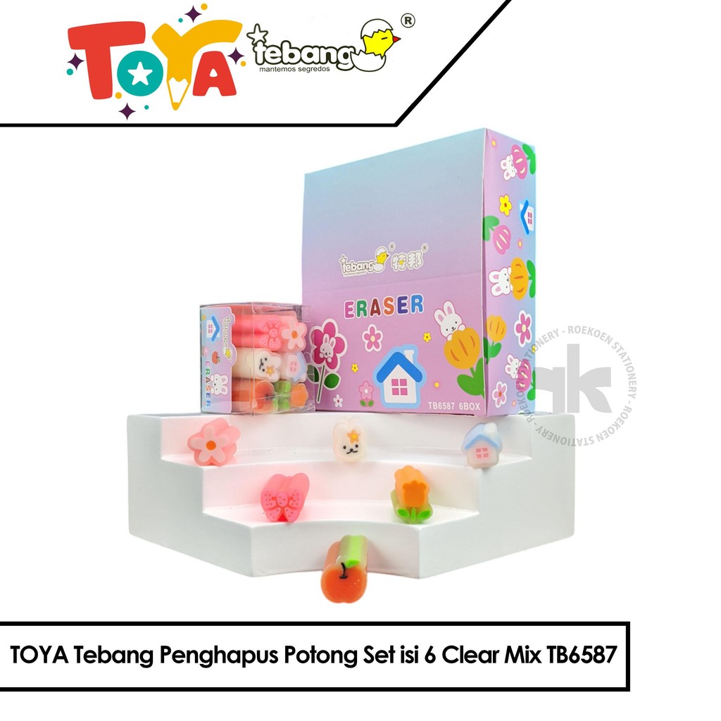 

TOYA Tebang Penghapus Potong Set isi 6 Clear Mix TB6587