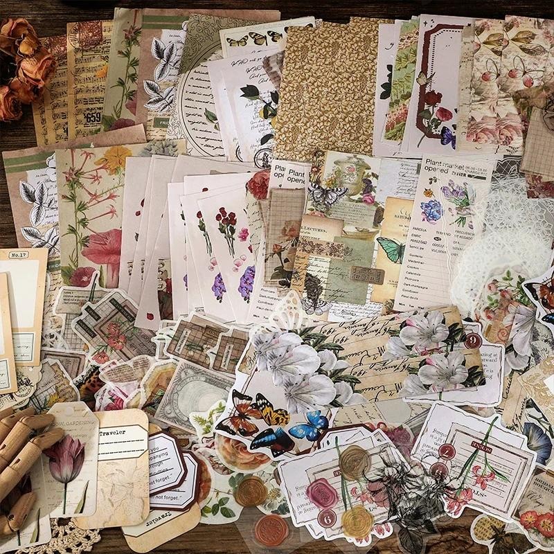

260pcs Scrapbook Kit Junk Journal Supplies DIY Scrapbooking Supplies Pack Decor Collage Album Material Paper Craft Stickers Set