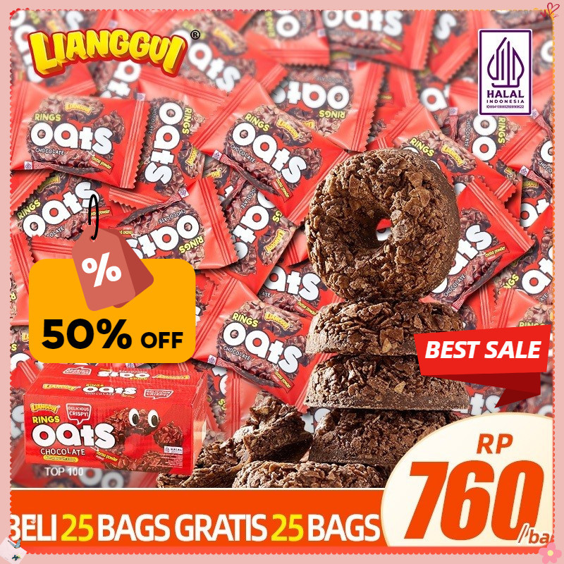 

Lianggui Halal Oat Chocolate Ring Mini Lebaran Cemilan Choco Snack Anak Biskuit Cookie