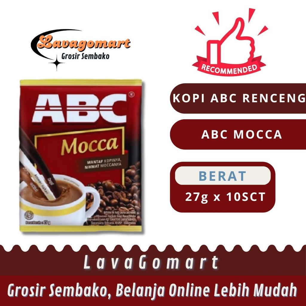 

KOPI ABC SUSU + COKLAT MOCCA SACHET 27g - 1 RENCENG - LAVAGOMART - BANDUNG