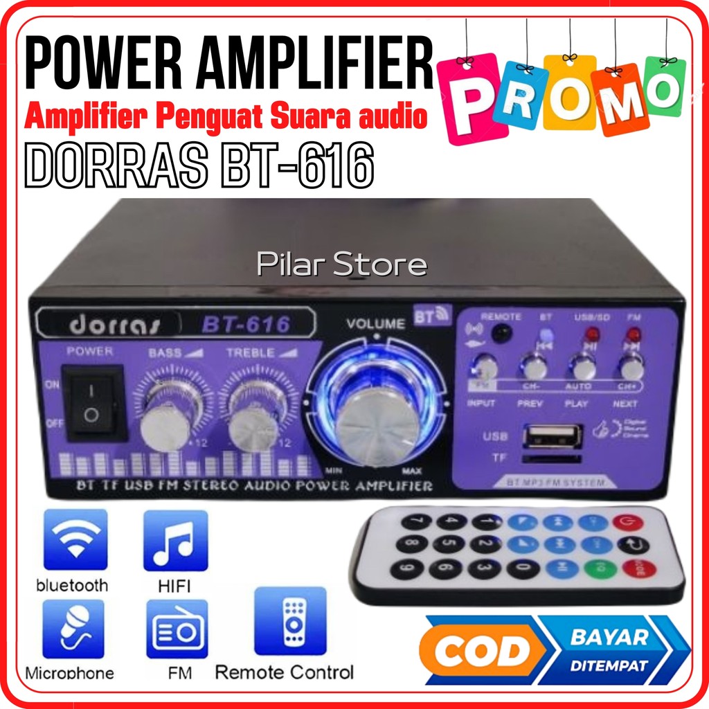 Amplifier Bluetooth Dorras BT-616 Karaoke FM Radio USB MMC Card Kartu SD Mp3 Player - Ampli Mini DOR