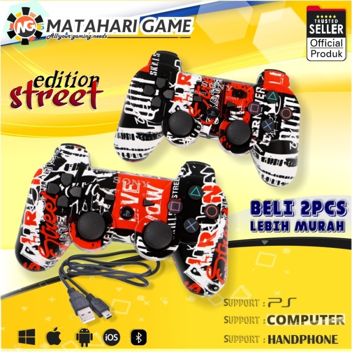 BEST -2 Pcs - Stick Stik PS3 Wireless Playstation 3 + Kabel Charger - 2PCS - Putih, SAMA KABEL/2PCS