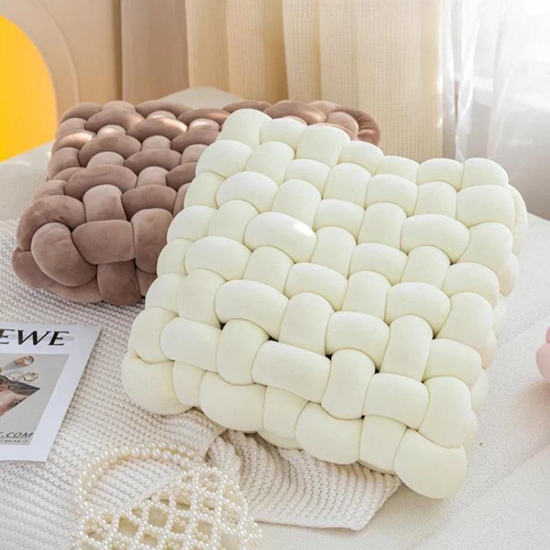 

Knotted Square Cushion Nordic Aesthetic Stuffed Pillow Office Chair Decorative Plush Pillow Sleeping Back Knot Hand-made Cushion