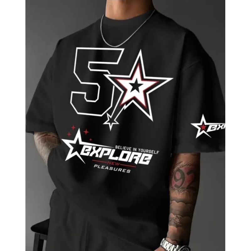 Kaos Racing DISTRO Big Size 6XL 5XL 4XL 3XL 2XL XL L M S 5 Star Boy Girls Kaos Korean Style Harajuku