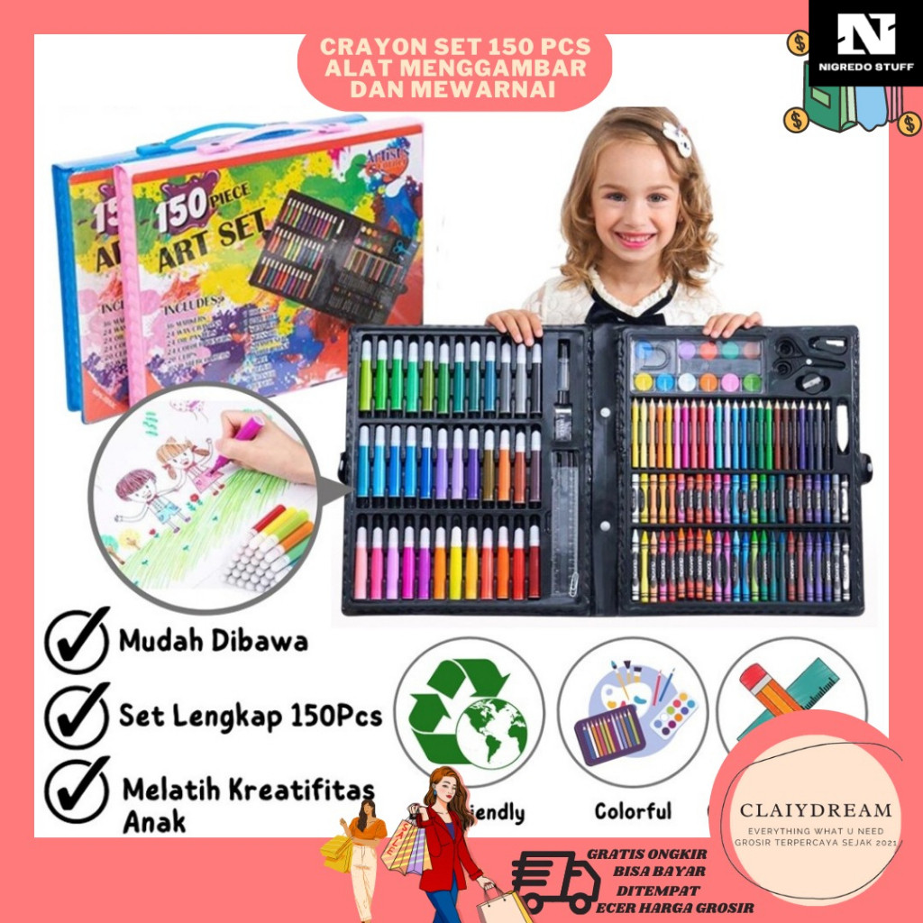 

CLAIYDREAM CRAYON SET 150PCS ALAT MENGGAMBAR MEWARNAI DAN MELUKIS