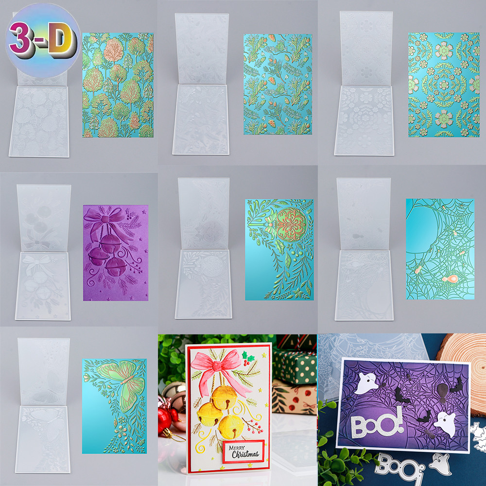 

3D Embossing Folder Christmas Bell Spooky Spider Butterfly Patterns For Adding Textured Detail To Paper Crafting Project Making