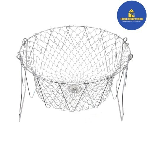 BEST QUALITY Saringan Peniris Makanan Deep Fry/Mengukus Dapat Dilipat Stainles 22cm
