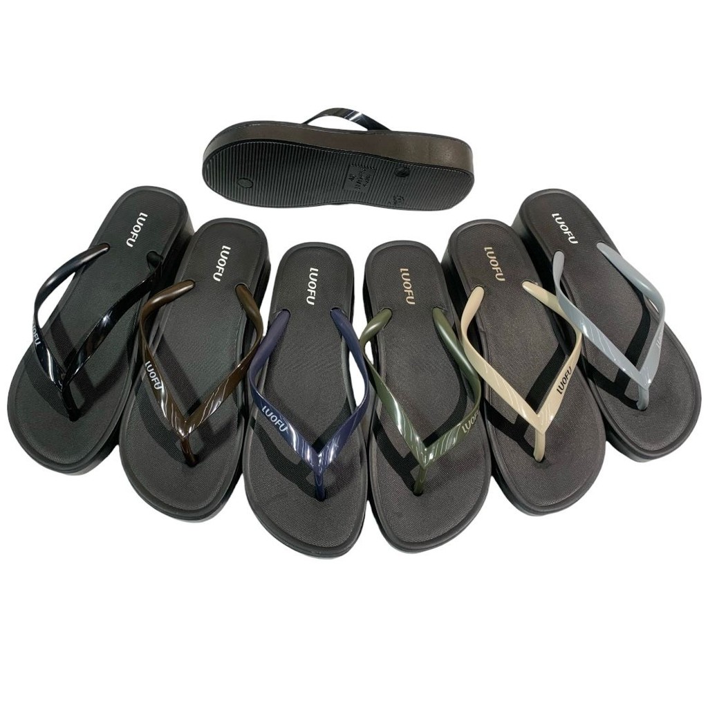 BLO Luofu Sandal Jepit Wedges Wanita Karet Import F2268-BRSH6WK (AG4)
