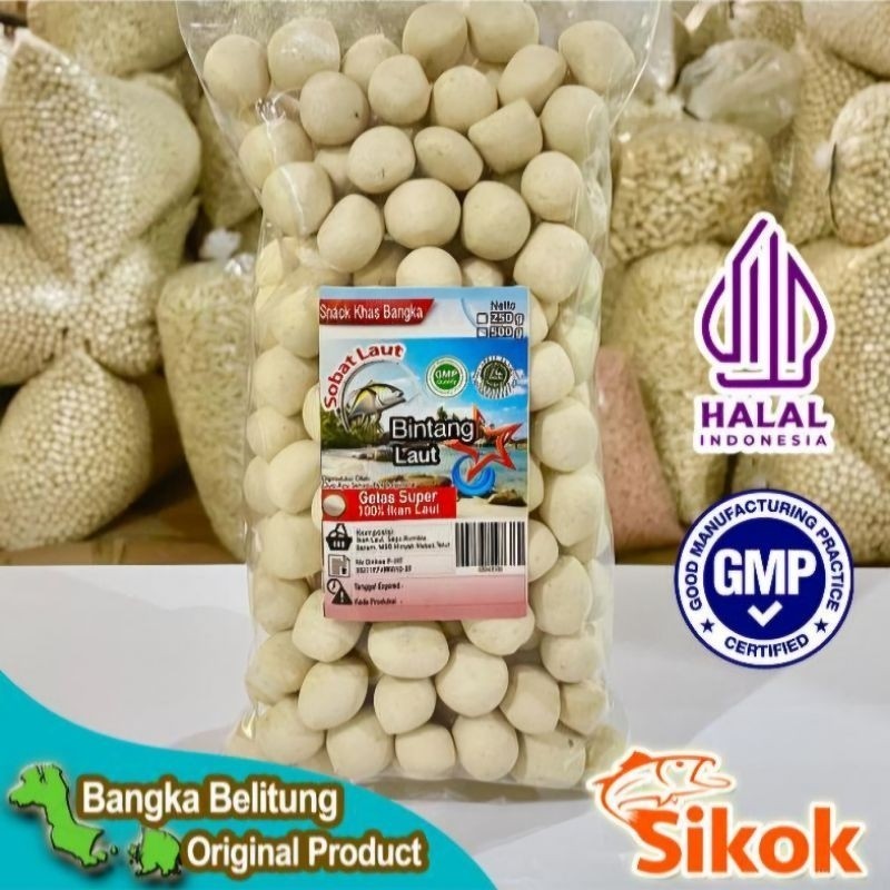 

snack / kerupuk getas bintang laut khas bangka
