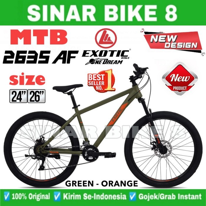 Sepeda Gunung MTB EXOTIC 2635 AF 16 speed Ukuran 24 dan 26 Inch