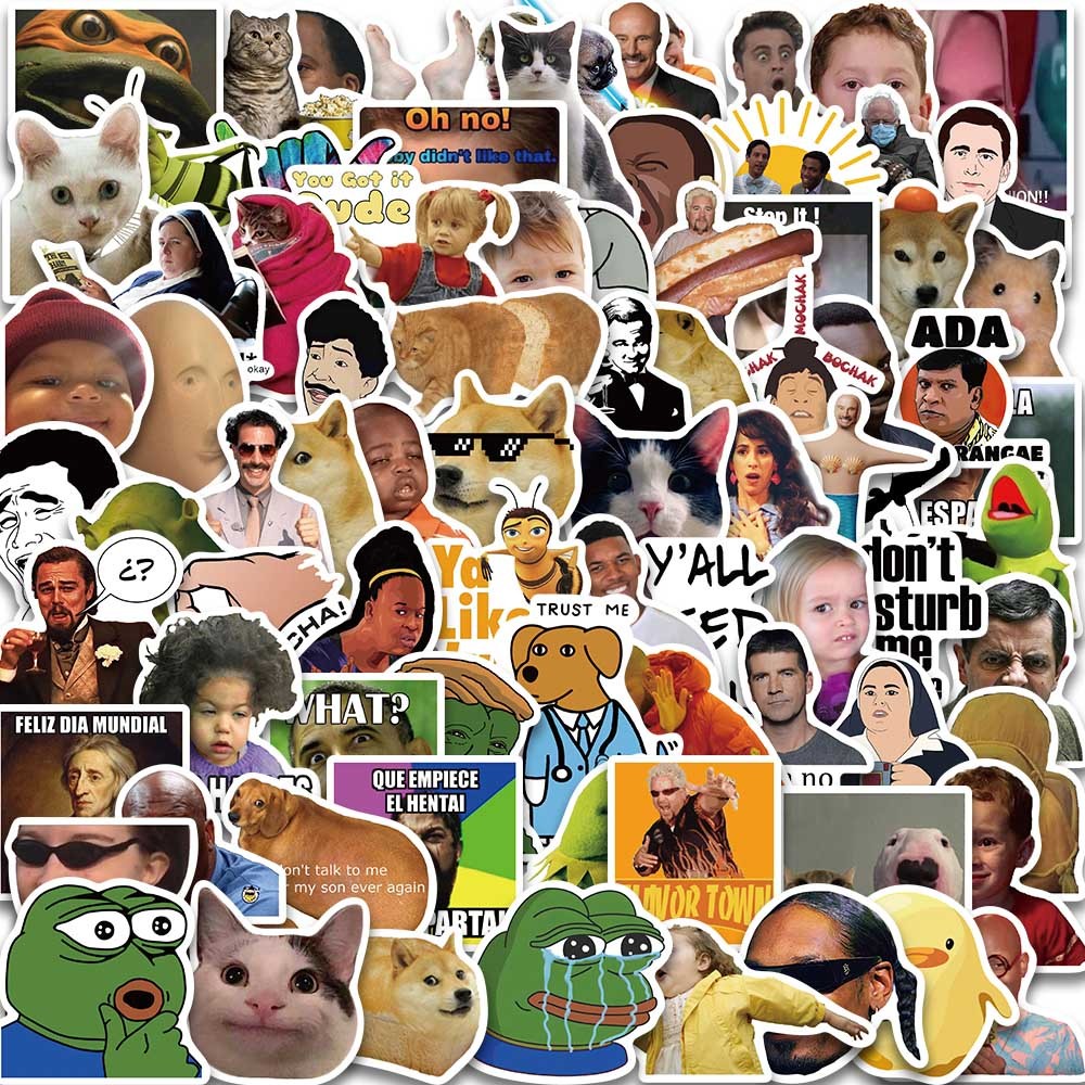 

50/100/150PCS/pack Funny MEME Cat Cool Sticker Motorcycle Laptop Phone Suitcase Notebook Car Bottle Toy Trendy Decal Sticker Toy
