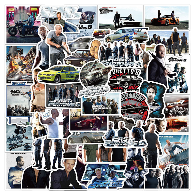 

50PCS The Fast and The Furious DIY Stickers Phone Trunk Refrigerator Waterproof Anime Stickers Anime Figure Image Toys Sticker