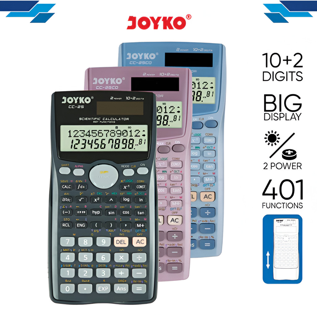 

Calculator Kalkulator Joyko CC-25 Scientific 401 Functions Dual Power 10x2 Display Multi Replay