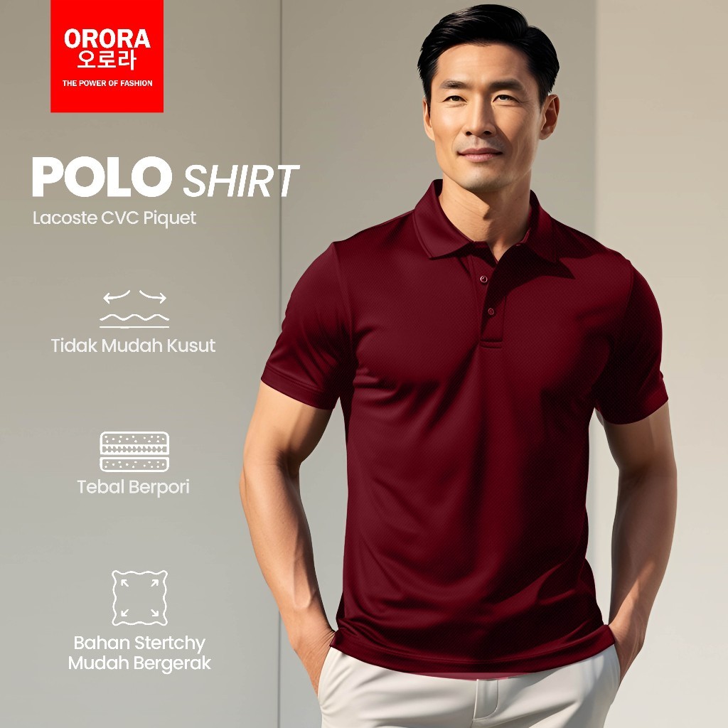 Orora Polo Shirt Pria - Kaos Berkerah Lacoste Maroon, Stylish, Nyaman premium polo Maroon