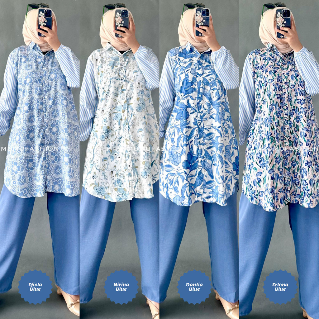 MUFASH - NOURA SET TUNIK Setelan Rayon Celana Crinkle Busui Friendly Fashion Wanita Kekinian