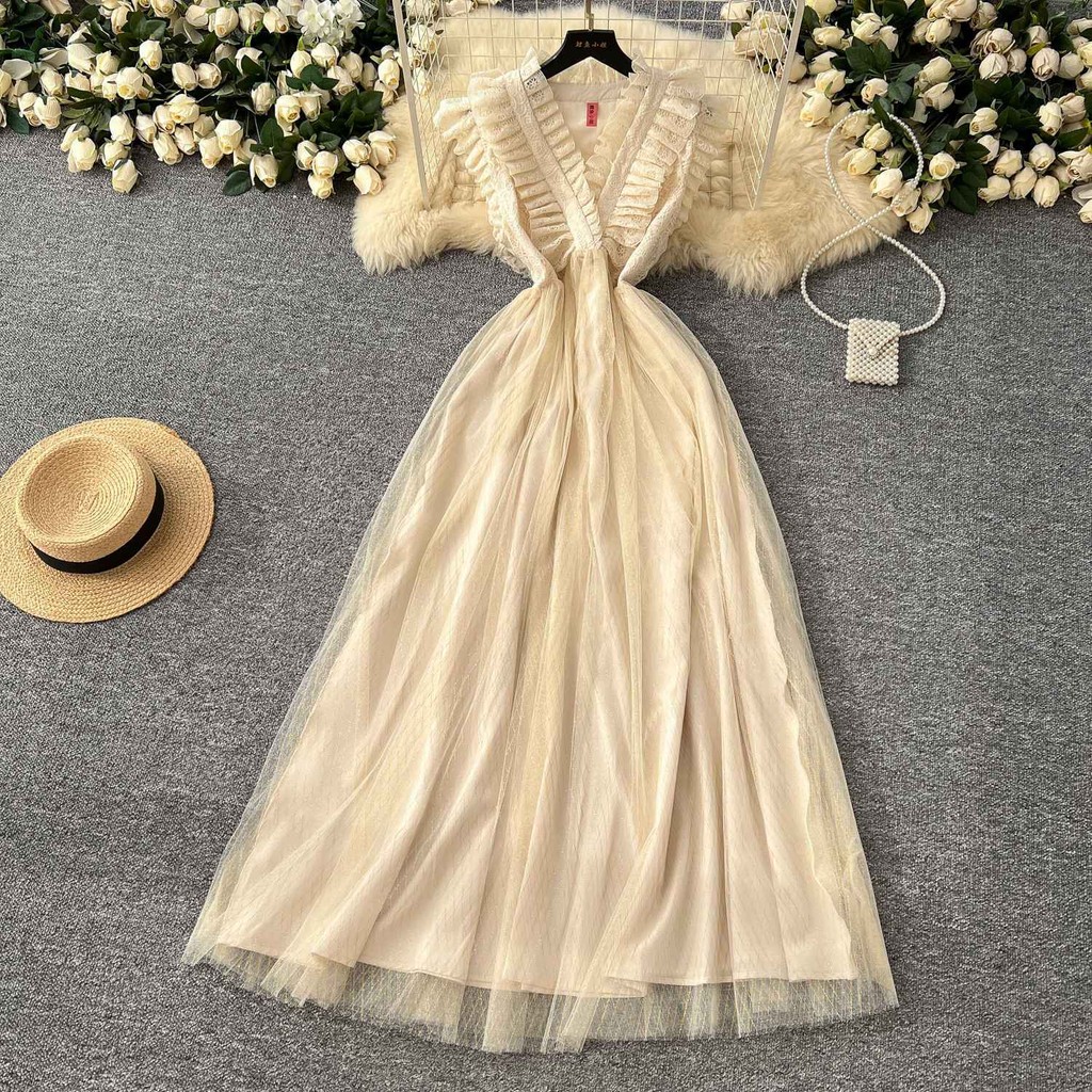 20255 Gaun Elegan Wanita N-neck Elegan Kasa Sutra Terang