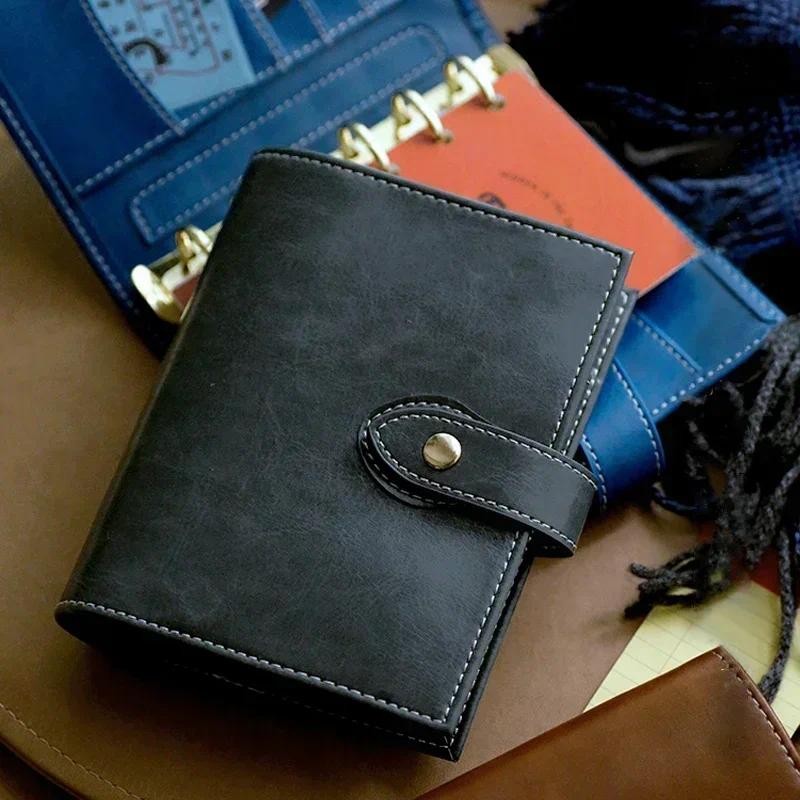 

Fromthenon A7 A6 A5 Soft Leather Large Ring Loose-leaf Notebook 6-Hole Metal Ring A7 Retro Leather Planner Portable Notebook