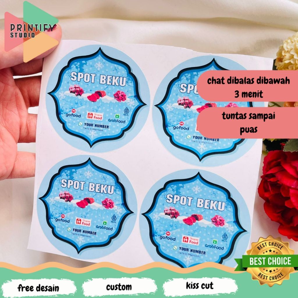 

Printify 5-8 Sticker Vinyl Frozen Food Bulat Label Kemasan Makanan Simpan Beku Basah Uk.Sedang