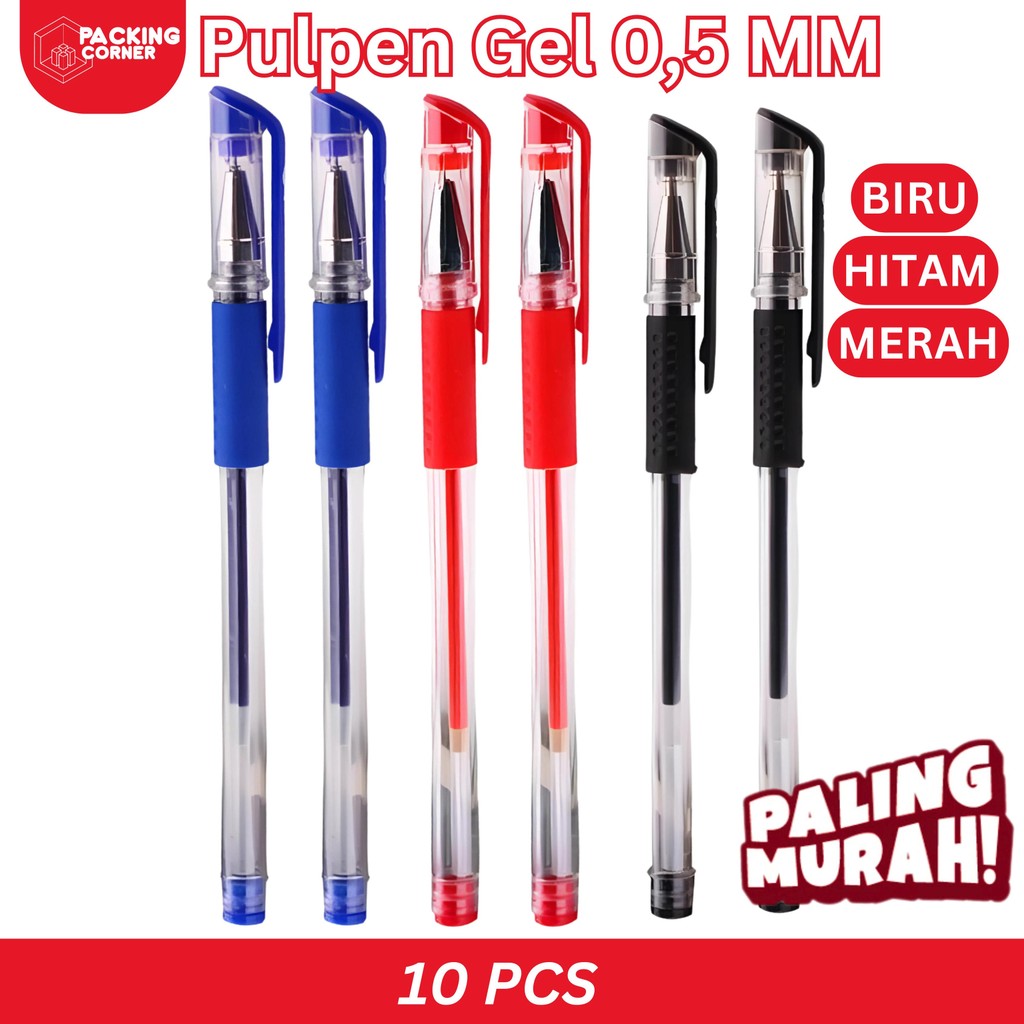 

Pulpen Gel Ink Pen Bullet Tip 0.5mm Pena Alat Tulis Hitam Merah Biru