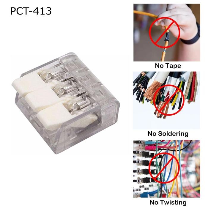 [PACK] Terminal Blok 3 Port Pin 100pcs Set Sambung Kabel Sirkuit Konektor Box Electrical Lever Wire 