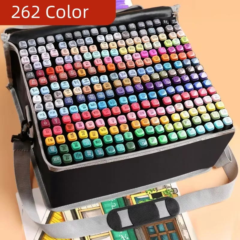 

262 Colores Double Tip Markers Brush Pen Set Painting Highlighter Art Alcohol Drawing Markers for Illustration School Supplied