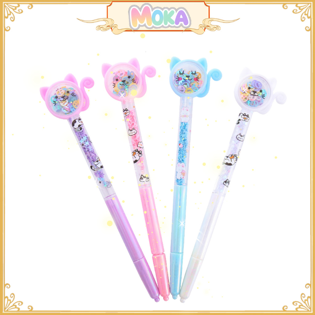 

MOKA Pulpen Gel Harga Satuan Karakter Kucing 3D Dengan Glitter Yang Indah MKP157