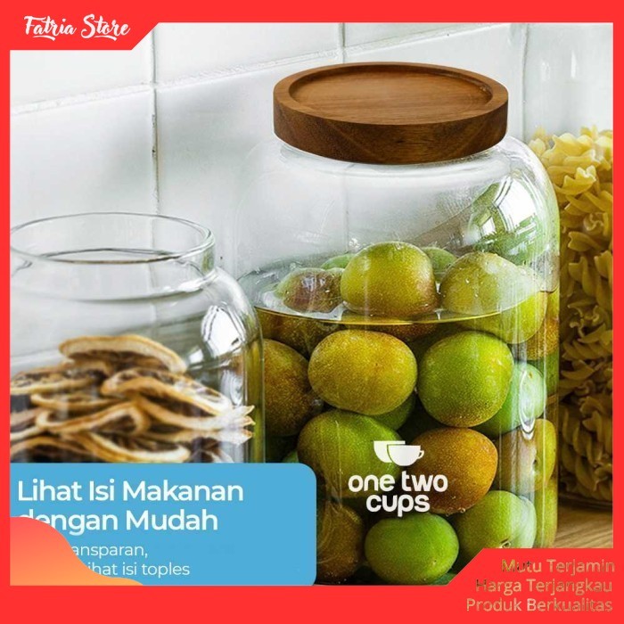 Toples Kaca Kedap Udara Besar Jumbo Tutup Kayu Unik Fermentasi Asinan - Fatria Store