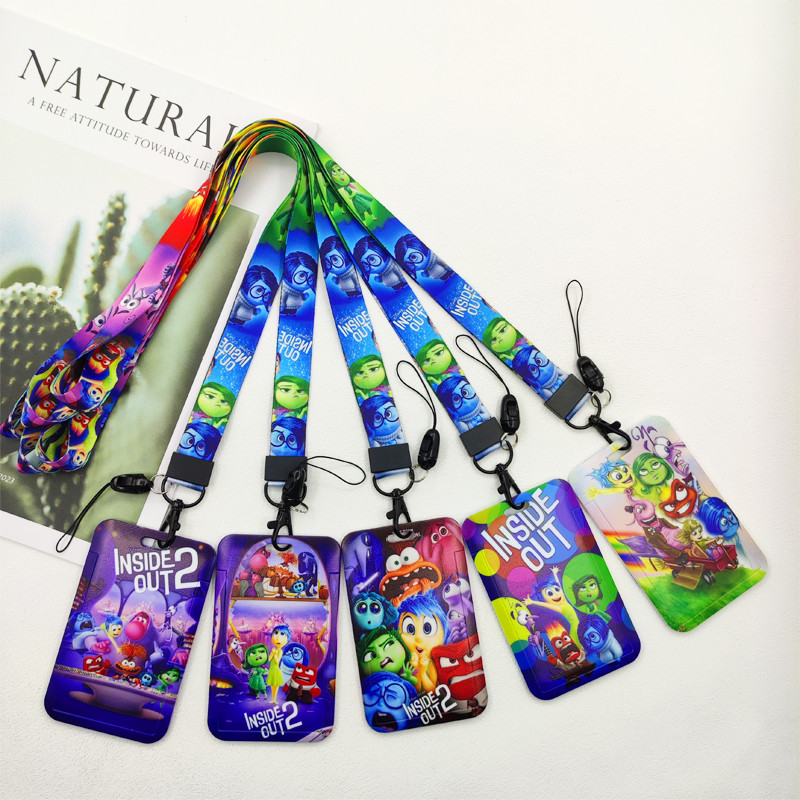 

Disney Inside Out Credential Badge Holder Kawaii Card Holders Student Campus Lanyard Cards Holder Neck Straps for Kids Gift